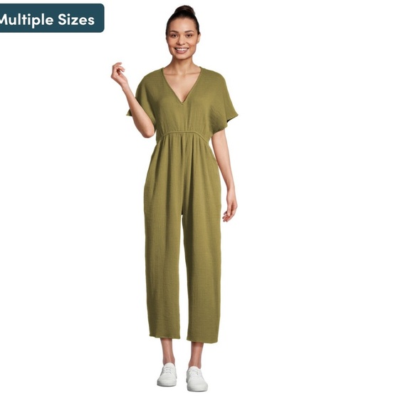 Cost Plus World Market Olive Jumpsuit with Pockets - Picture 1 of 7